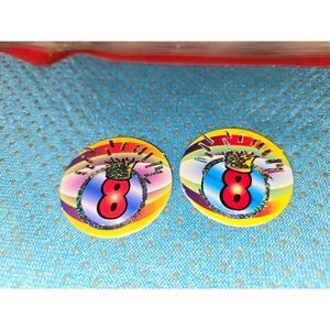 Vintage 1990s POG 8 Ball Crown King HTF RARE Game Toy Colorful Shiny Chrome Foil